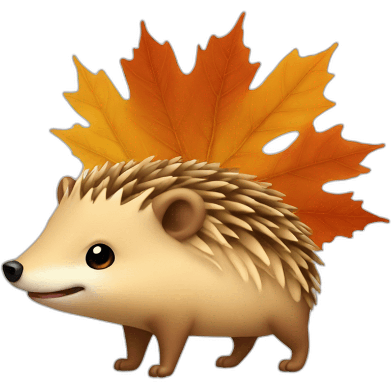 An autumn leaf on a hedgehog  emoji