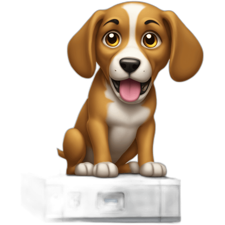 angry dog guarding a hard disk emoji