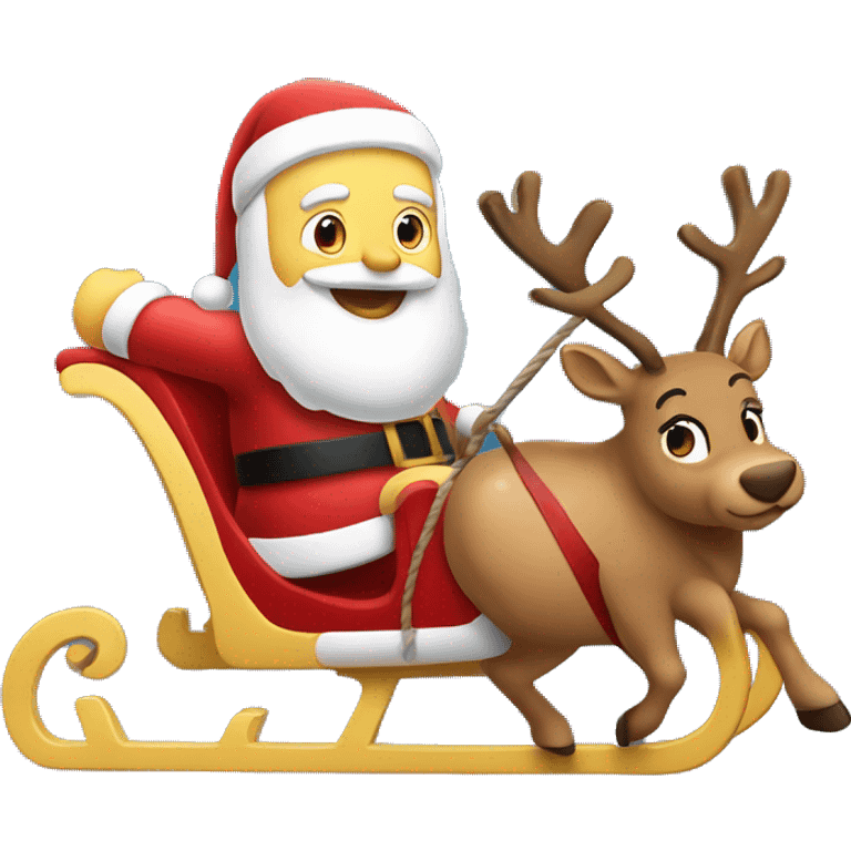 santa on sleigh with reindeer diagnol emoji