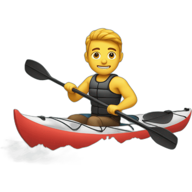 Strong man paddling a kayak on a lake emoji