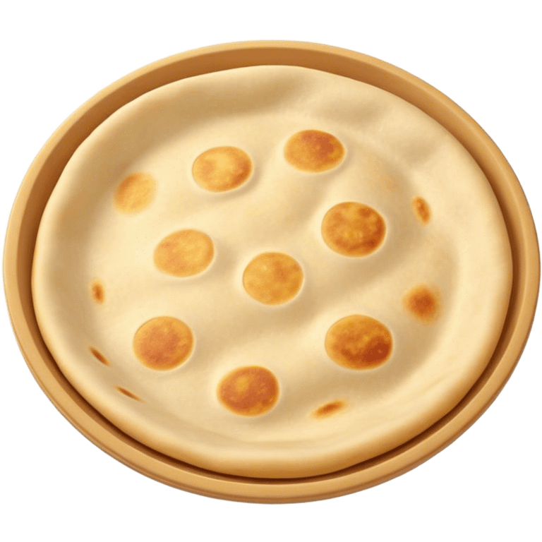 Cinematic Realistic Roti Dish Emoji, showcasing freshly made flatbread rendered with lifelike detail and warm natural lighting. emoji