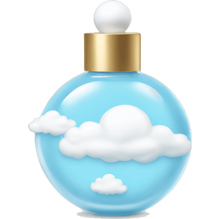 light blue round perfume bottle with white cloud decoration emoji