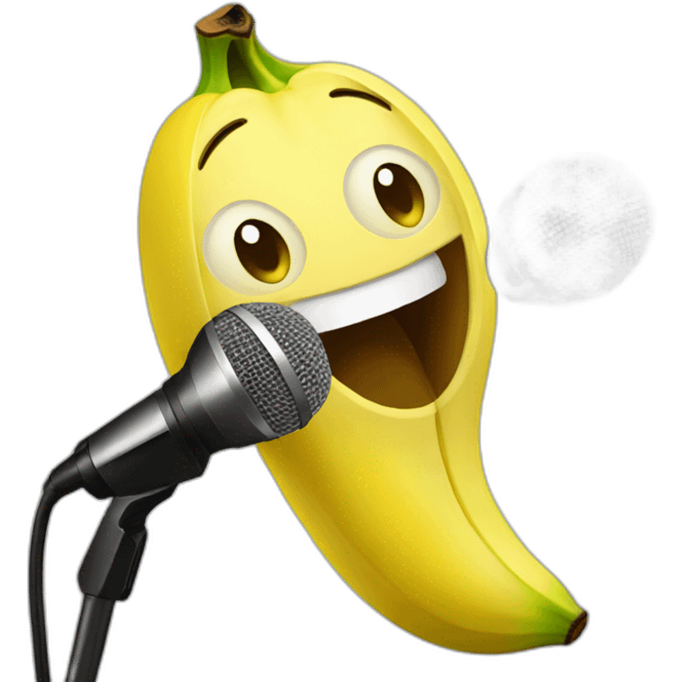 Banana singing with microphone emoji