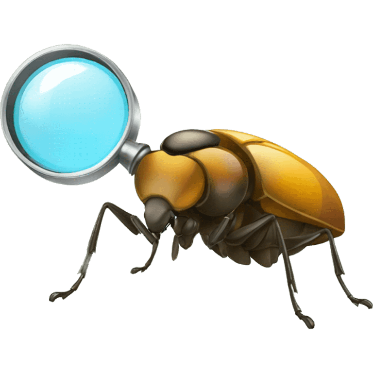  magnifying glass over a bug emoji