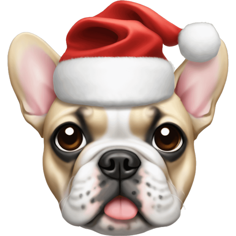 French bulldog with a Santa hat emoji