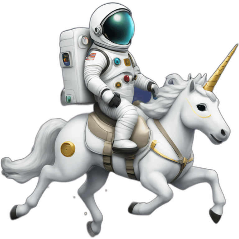 Austronaut in space suit riding a unicorn emoji