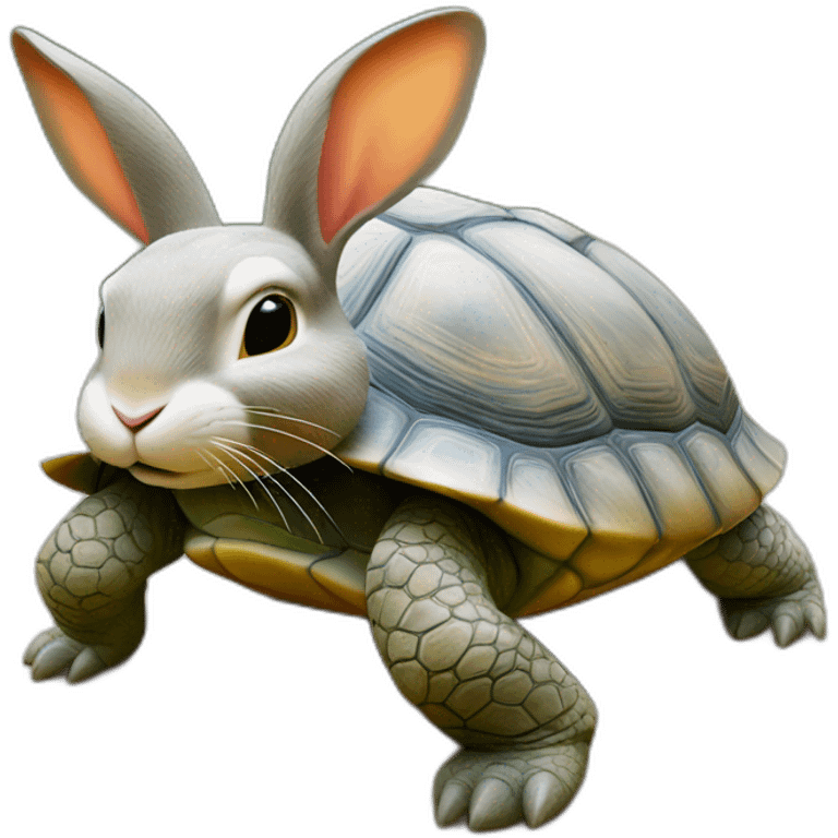 Lapin sur tortue emoji