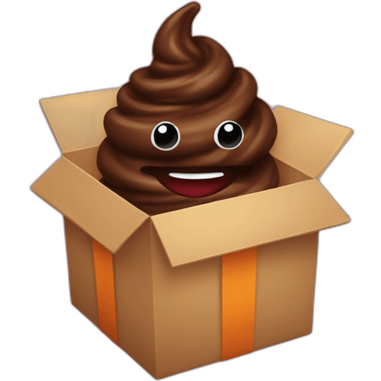 Smiling Dark brown poo inside a gift box with a ribbon emoji