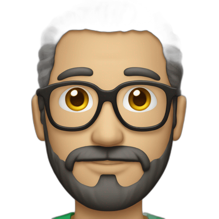 Homme sans cheveux avec de la barbe et une paire de lunettes emoji