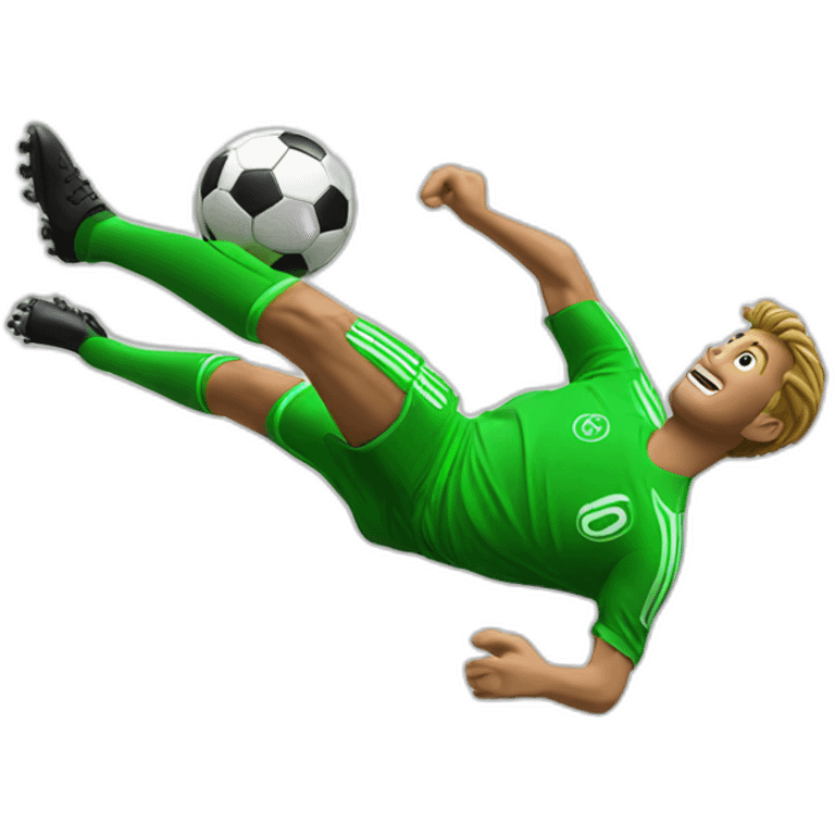 Digital soccer Bicycle kick with ball moving lines emoji