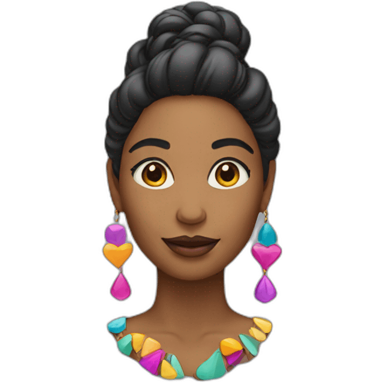 woman wearing colorful earrings emoji