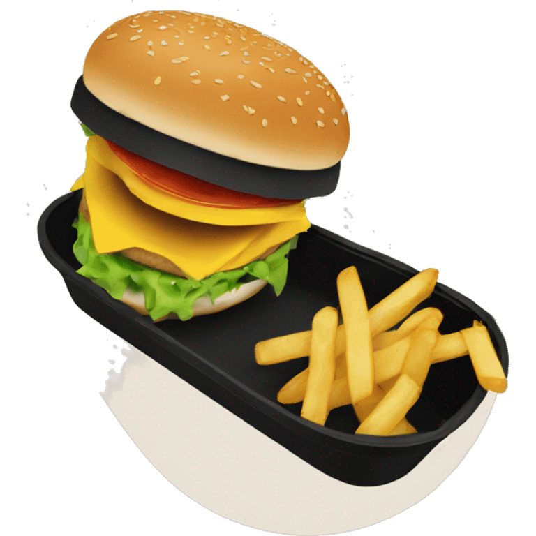 Burger and fries in an oval black basket emoji