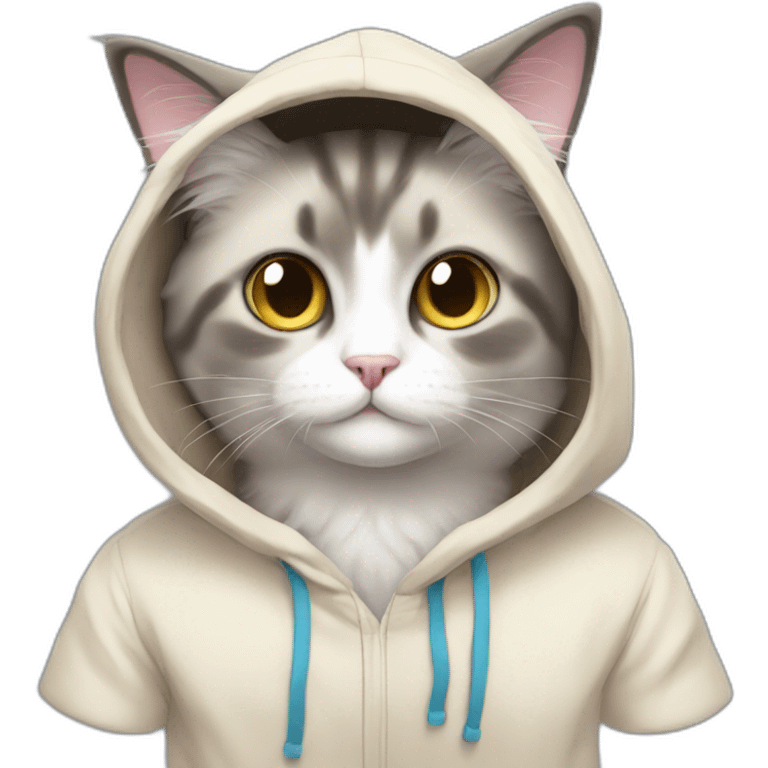 An a anime ragdoll cat in a hoodie emoji