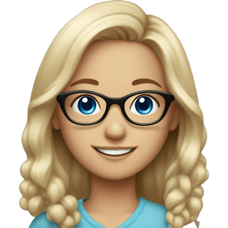 smiling girl in glasses portrait with blue eyes emoji