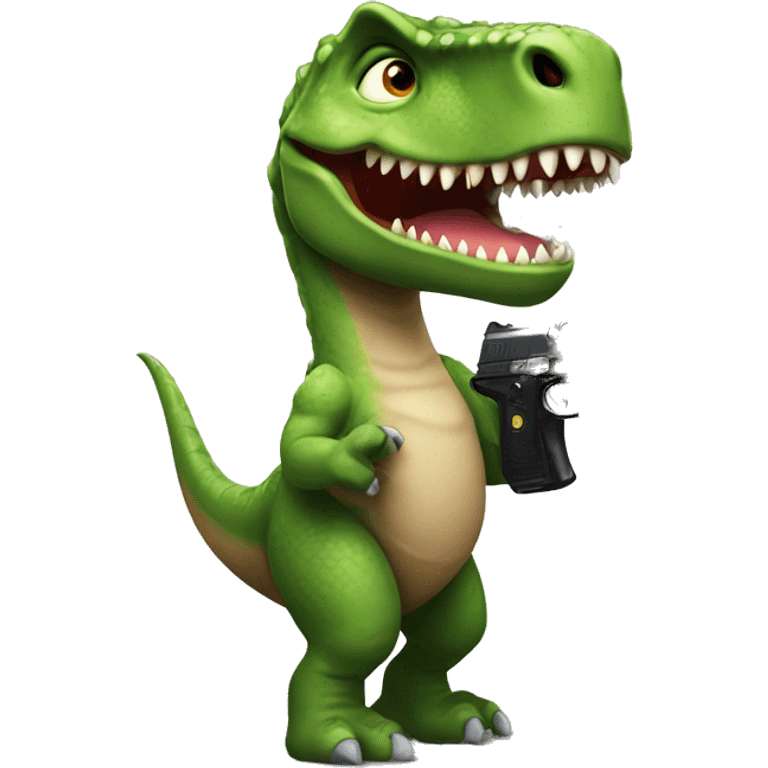 Dinosaur with a gun emoji