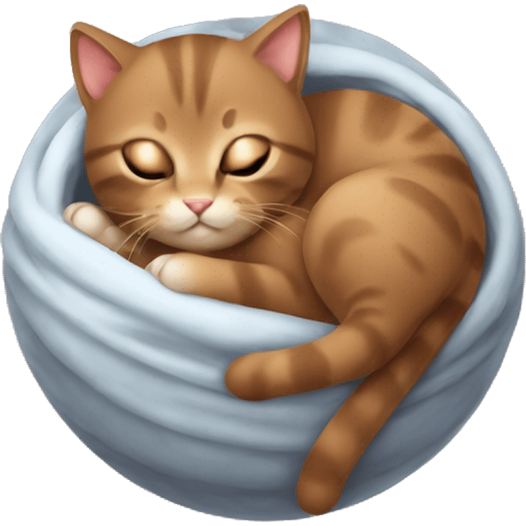 Cute brown kitty snuggled up in a ball emoji