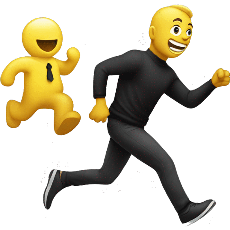 Yellow man in all black running with bag of money emoji