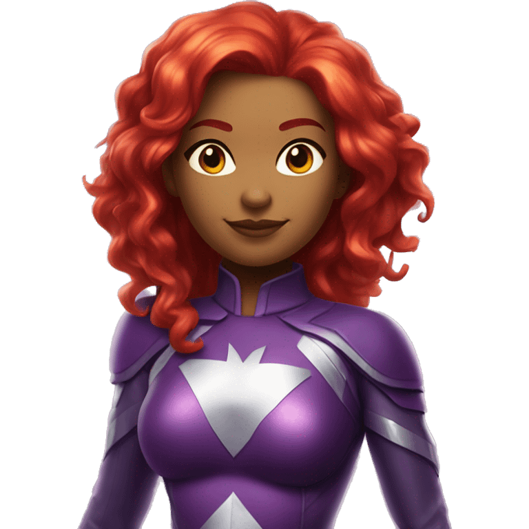 dc comics starfire glowing red hair; purple and silver outfit emoji