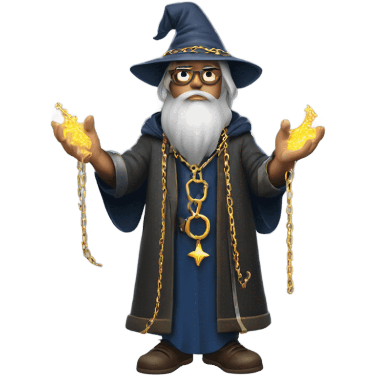 Cool wizard guy wearing chains emoji