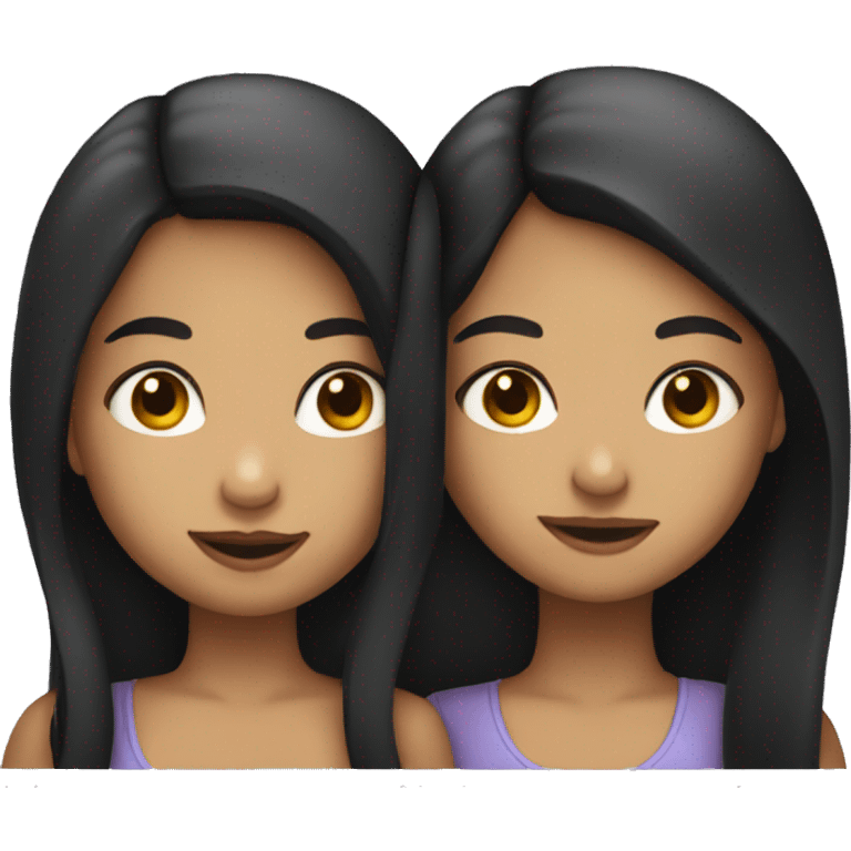 two girls light girls with dark hair kissing emoji