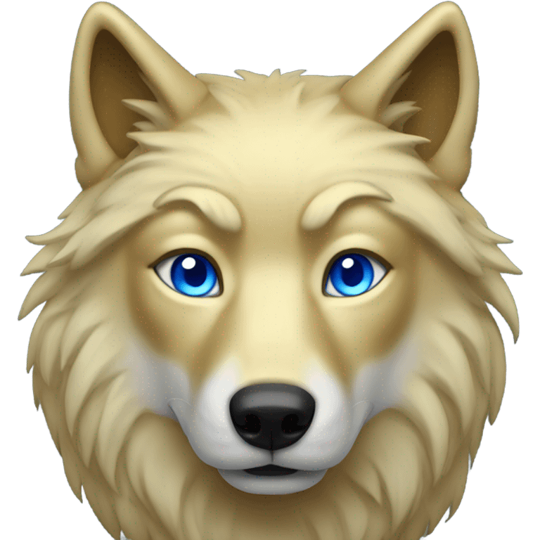 A gold wolf with blue eyes emoji