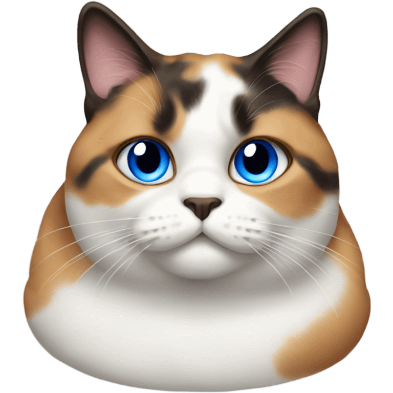 Really fat calico cat with blue eyes emoji