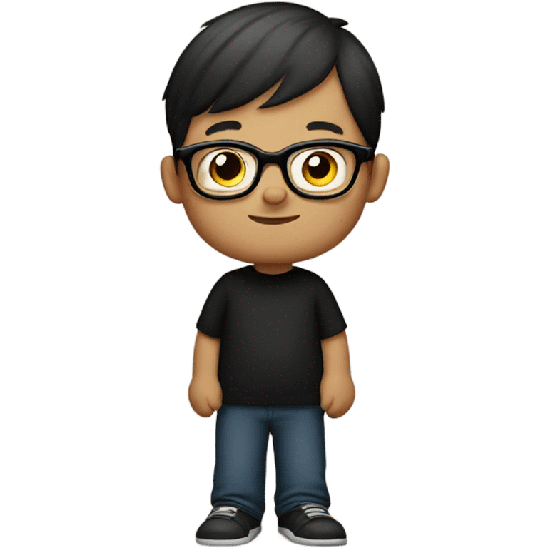 Down syndrome boy with black glasses and books  emoji