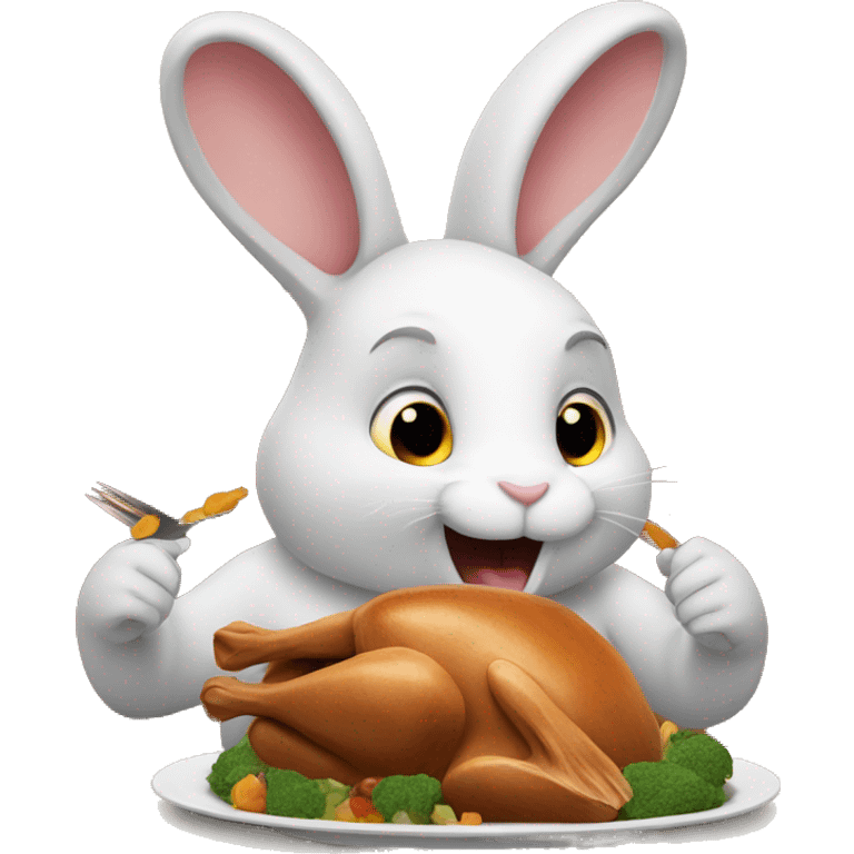 Bunny eating turkey dinner emoji