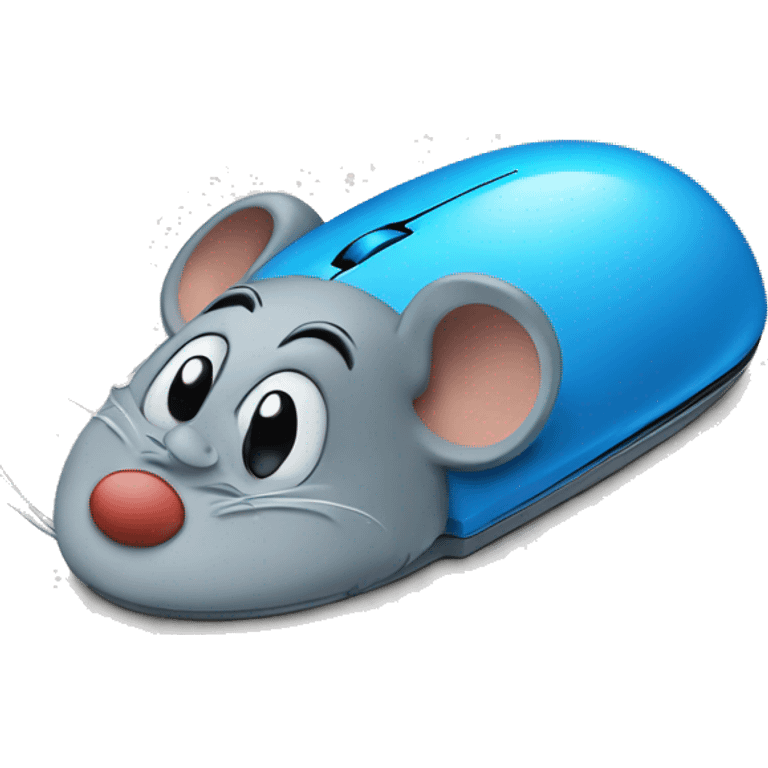 computer mouse with smurf sitting on it emoji