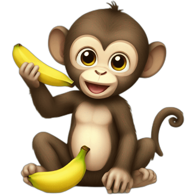 Baby monkey eating banana  emoji