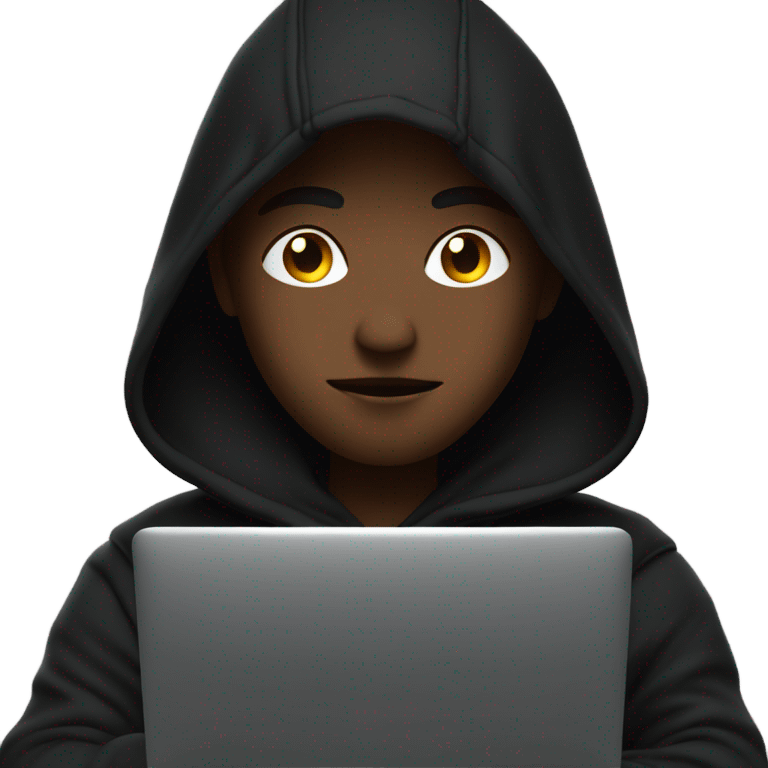 A hacker with black hoodie emoji