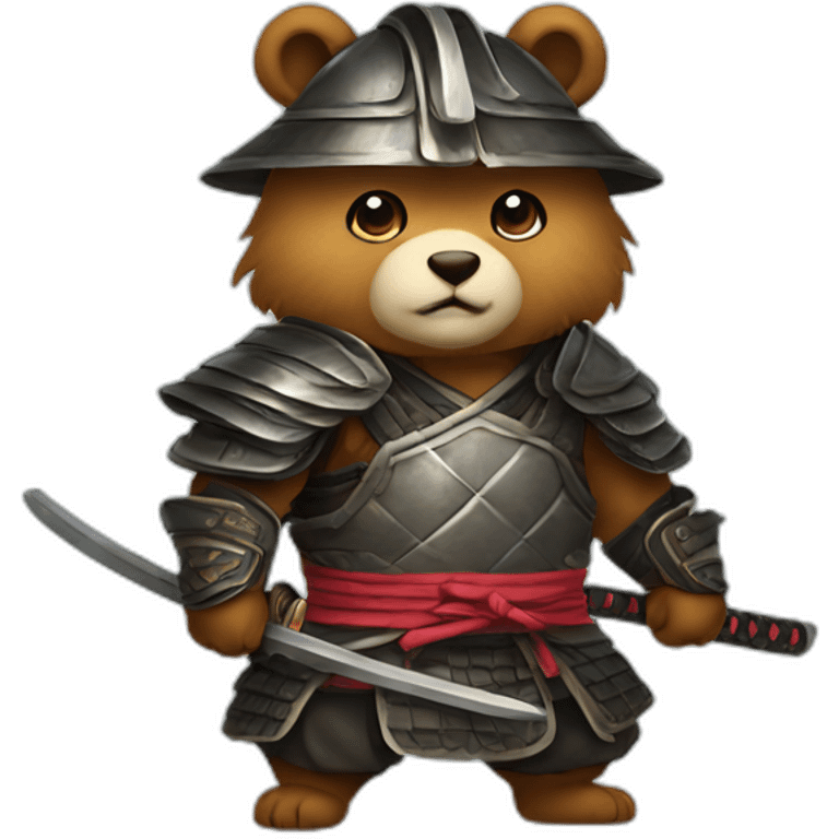 cute bear samurai emoji