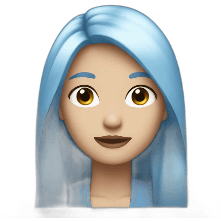 White women with half grey and half blue long hair emoji