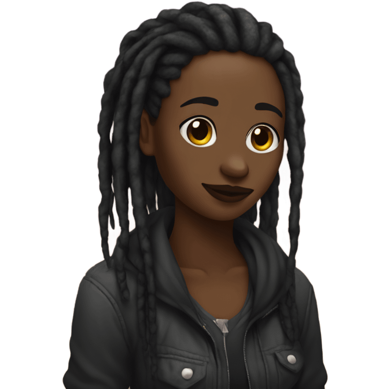 Black lesbian with dreadlocks holding a raven emoji