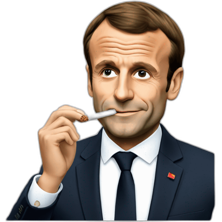 Emmanuel Macron smoking cannabis emoji