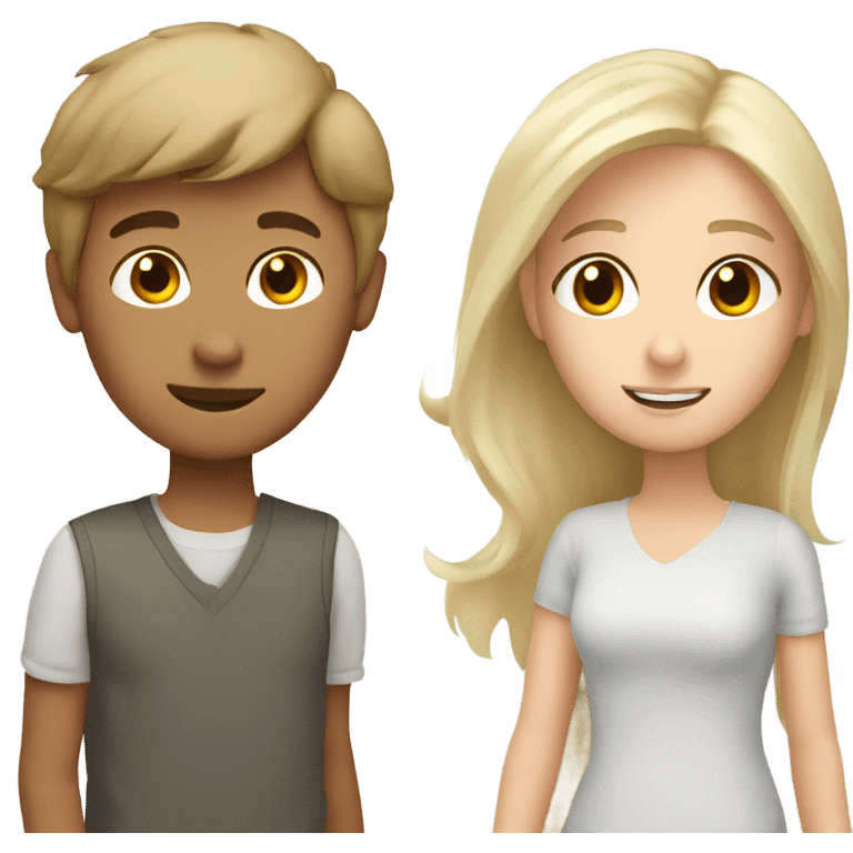 Brown hair boy with two blonde girls  emoji