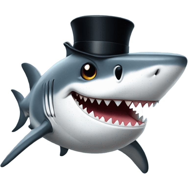 Shark with a top hat emoji