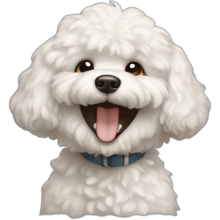 full brown dog bichon laughing emoji