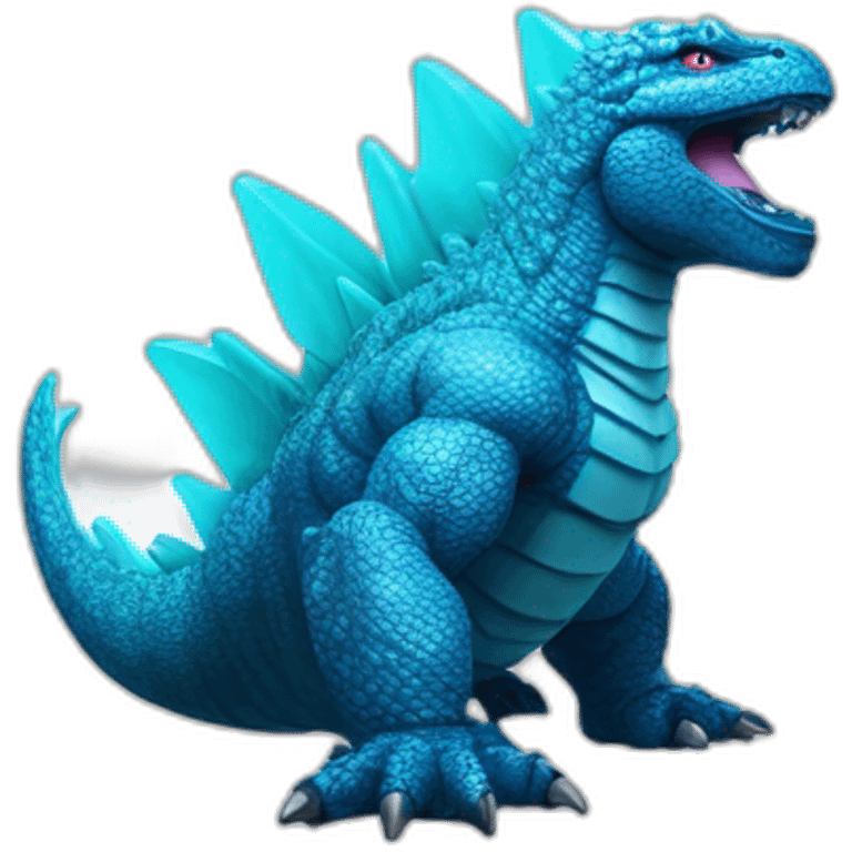 Blue godzilla with cyan crystals on its back emoji