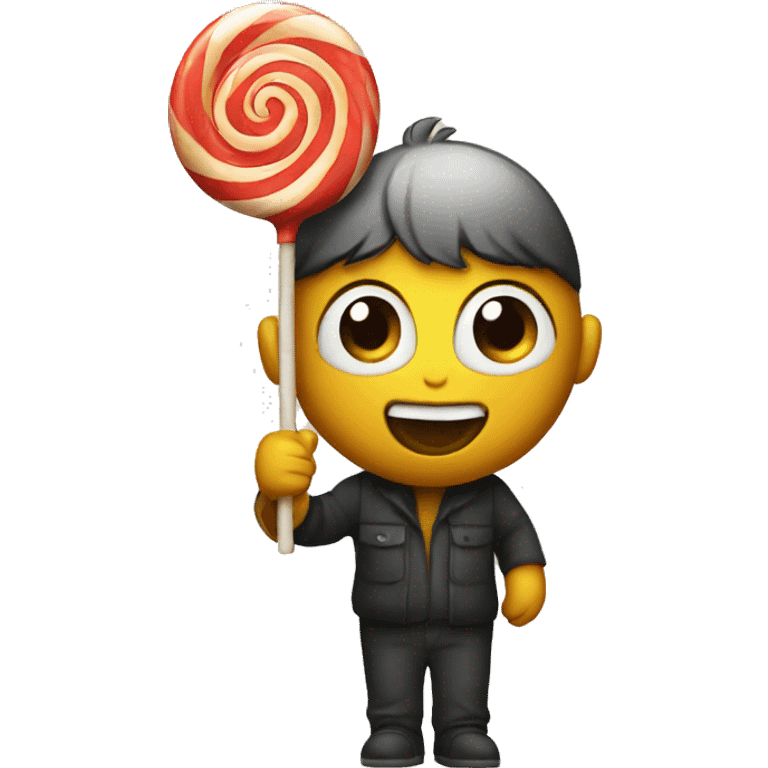 Emoji holding a lollipop emoji