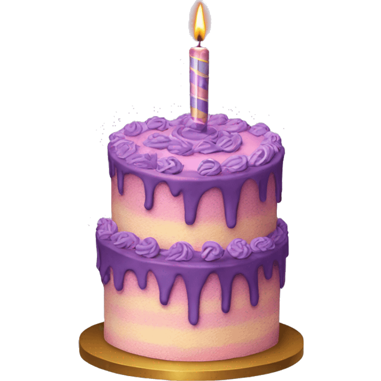 Aesthetic purple birthday cake with a 15 emoji