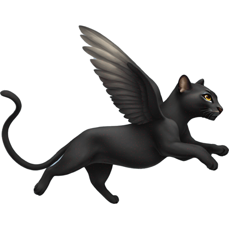 winged black puma flying emoji