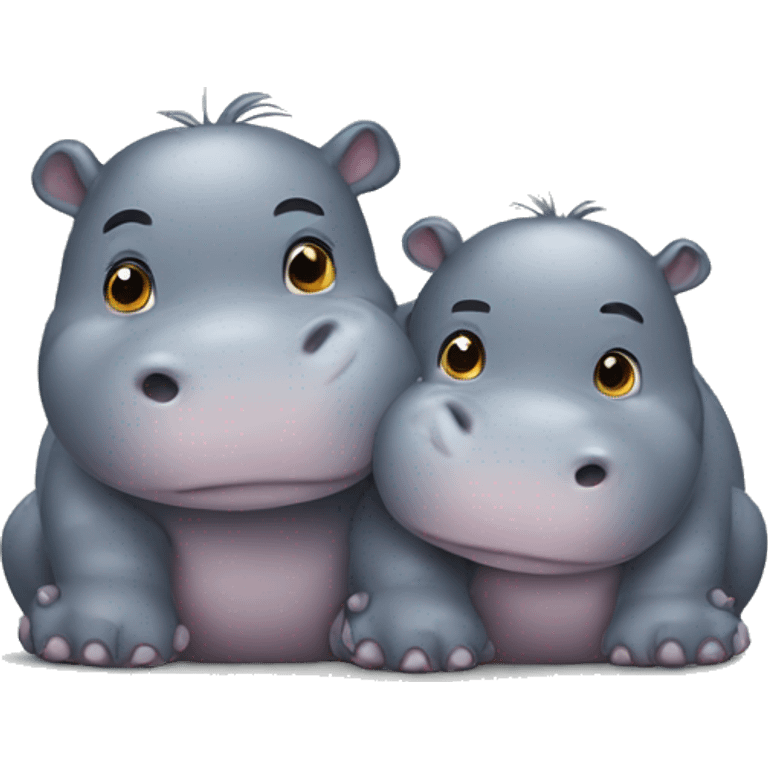 Two cuddling hippos emoji