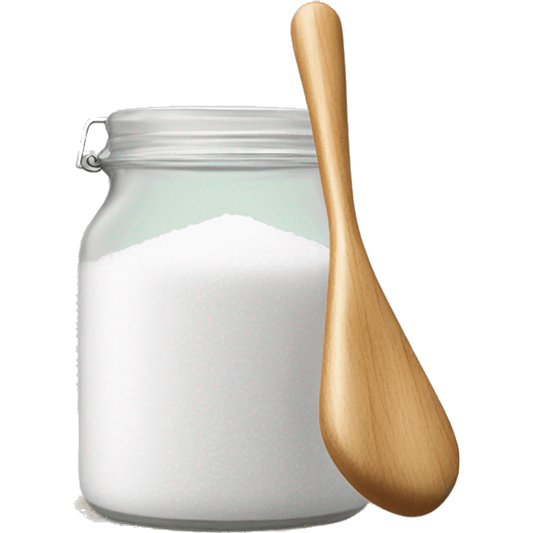 white epsom salt with wooden spoon and jar  emoji