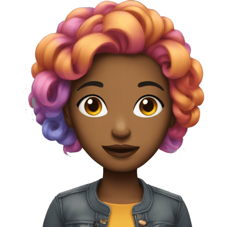 stylish girl with colorful hair emoji