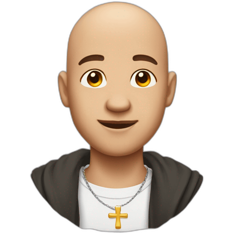 bald guy with a cross earring in his left ear emoji