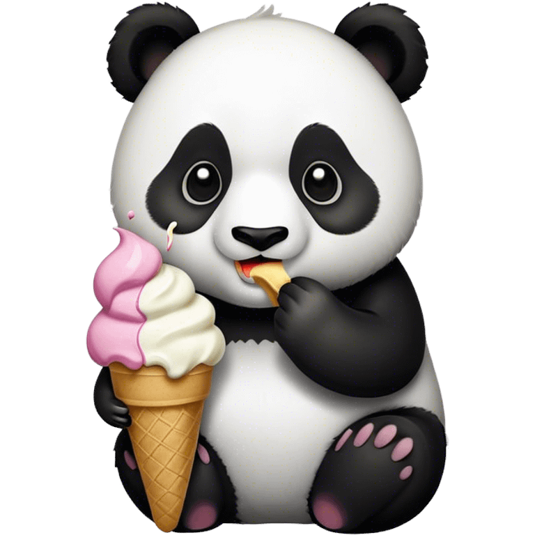 Panda eating ice cream emoji