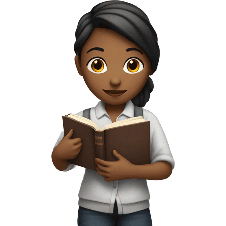 girl with a book on her hand emoji