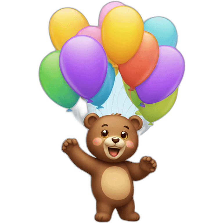 happy bear with balloons  emoji