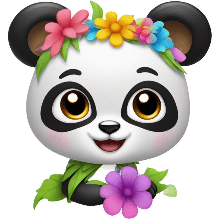 Cute female Panda wearing a tutu and a flower above 1 ear  emoji